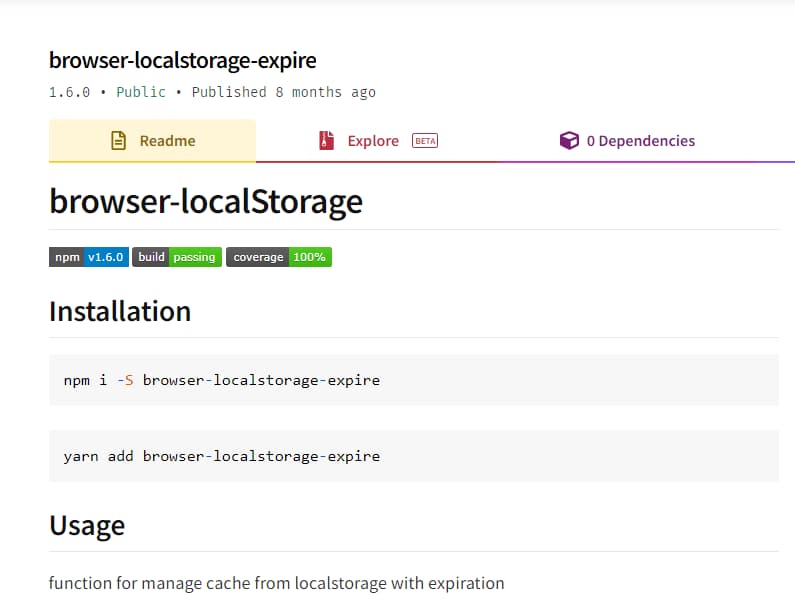 Browser localstorage expire